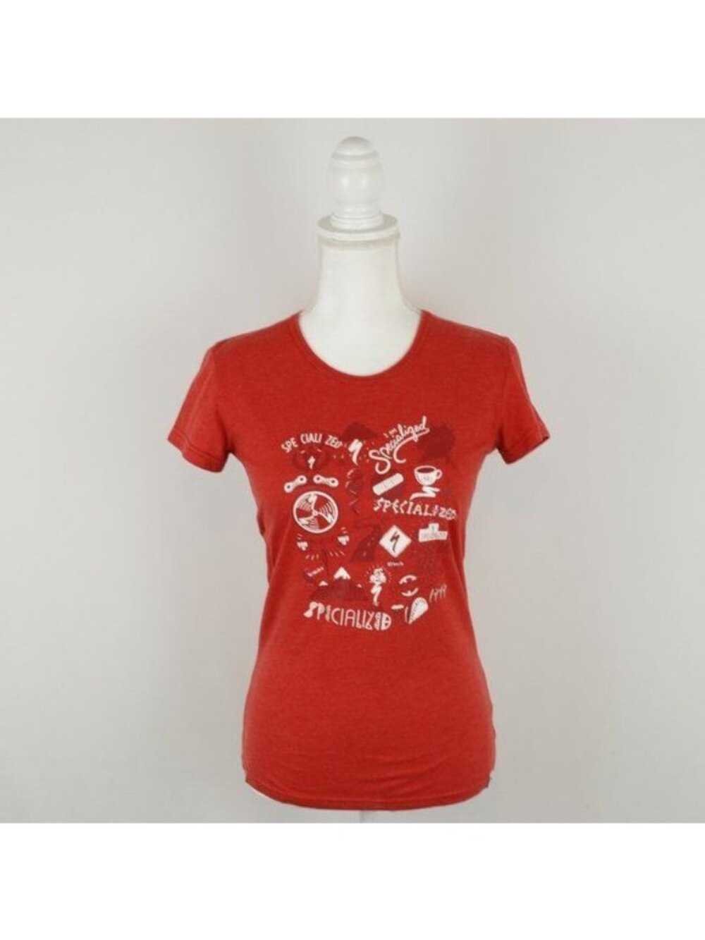 Specialized Cycling Women's Small Red White Crewneck Graphic Short Sleeve Tee